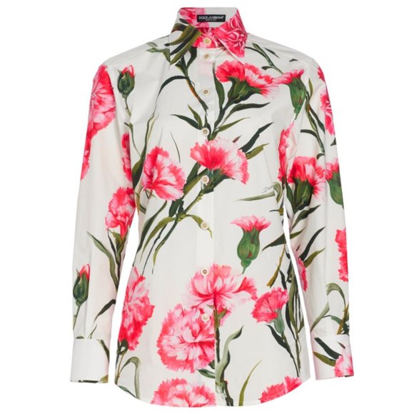 NWT Authentic DOLCE & GABBANA Poppy Print Cotton Poplin Blouse IT 42/ US 6 - Picture 1 of 10